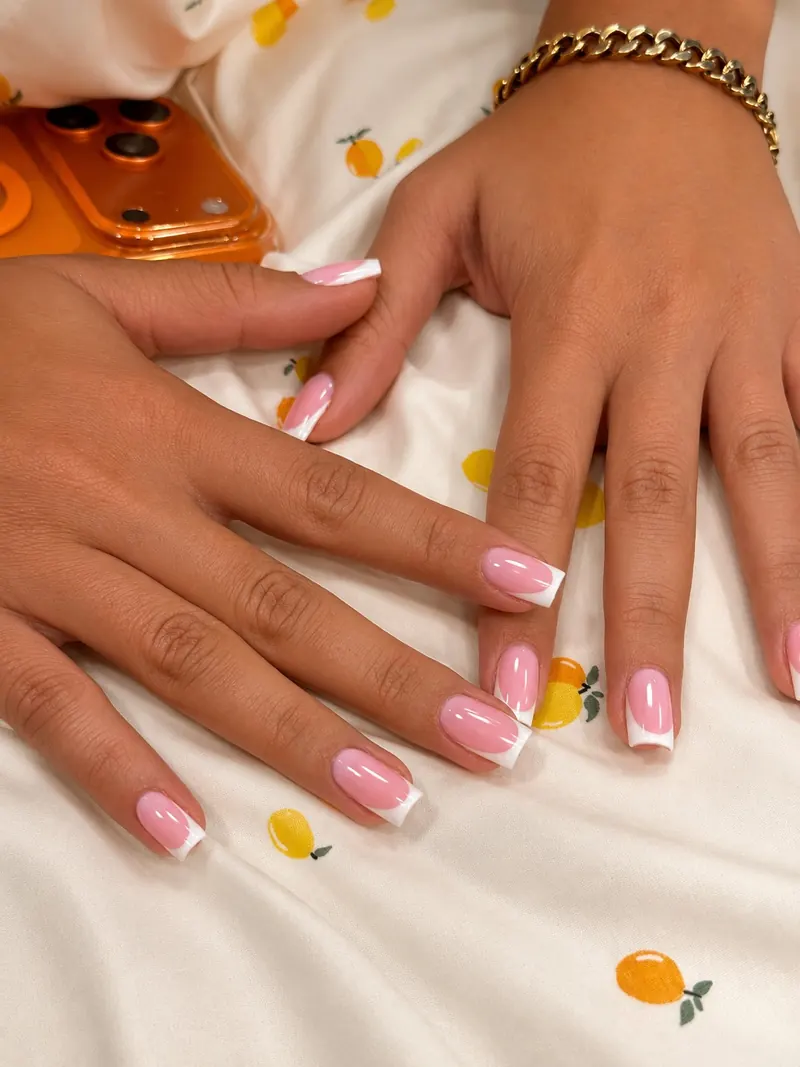 Pink French nails