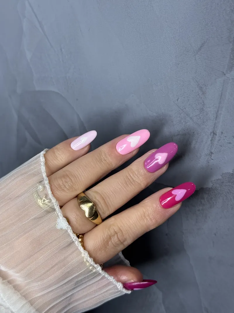 Pink heart nail art